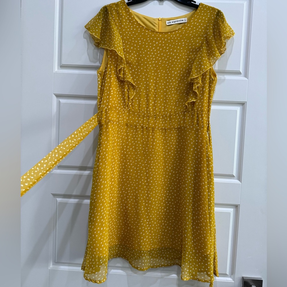 Yellow Frill Sleeved Dress